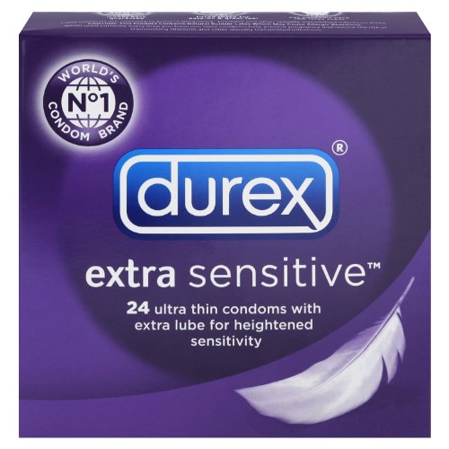 Durex Extra Sensitive Lubricated Condoms, 24-Count Boxes (Pack of 2) image
